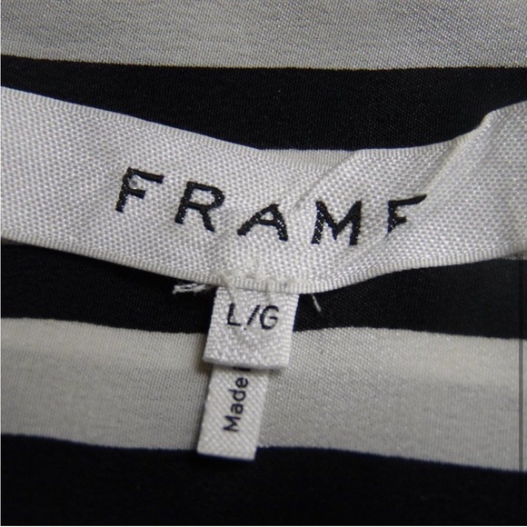 FRAME STRIPED BUTTON DOWN 100% SILK TOP - LARGE - Picture 3 of 4